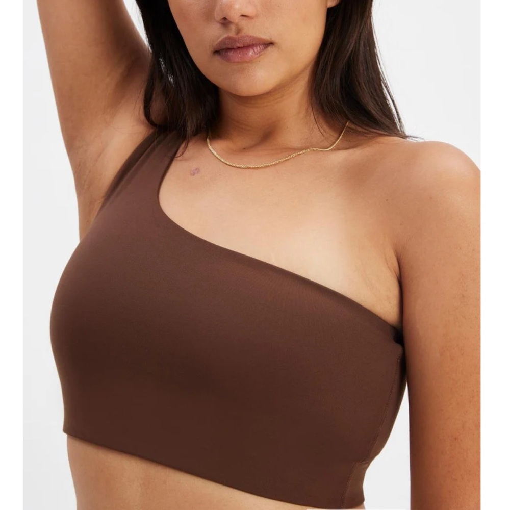 NWT Girlfriend Collective Bianca One Shoulder Bra in color earth size medium - Picture 6 of 8